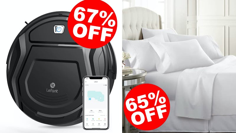 Lefant robot vacuum cleaner 67% discounted and a Danjor Linense bed sheet 65% discounted