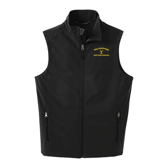 A black vest with the ranch's brand is a simple but convincing Yellowstone costume.