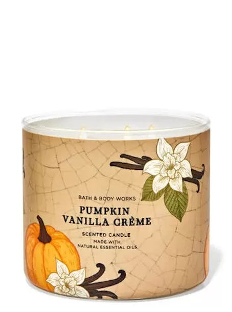 The Bath & Body Works fall 2022 candle sale includes the Pumpkin Vanilla Crème candle. 