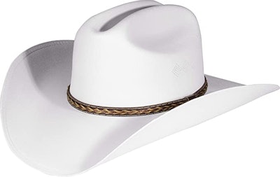 A white straw cowboy hat is essential for completing a John Dutton Yellowstone Halloween costume.