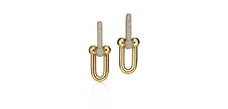 Tiffany & Co. gold link diamond earrings