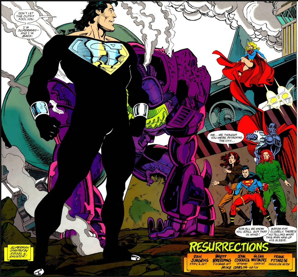 Superman’s return in Superman #81 (September, 1993). Artwork by Brett Breeding. 