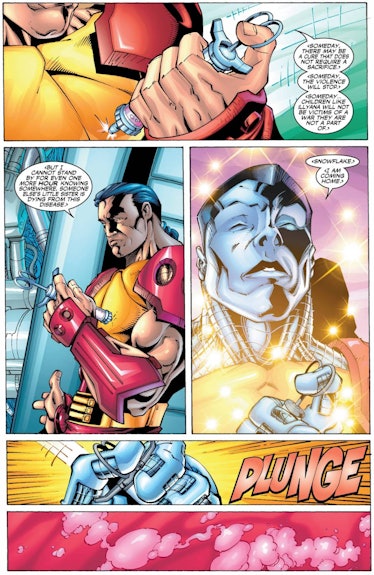 Colossus sacrifices himself with injecting poison in his chest in the Uncanny X-Men comic