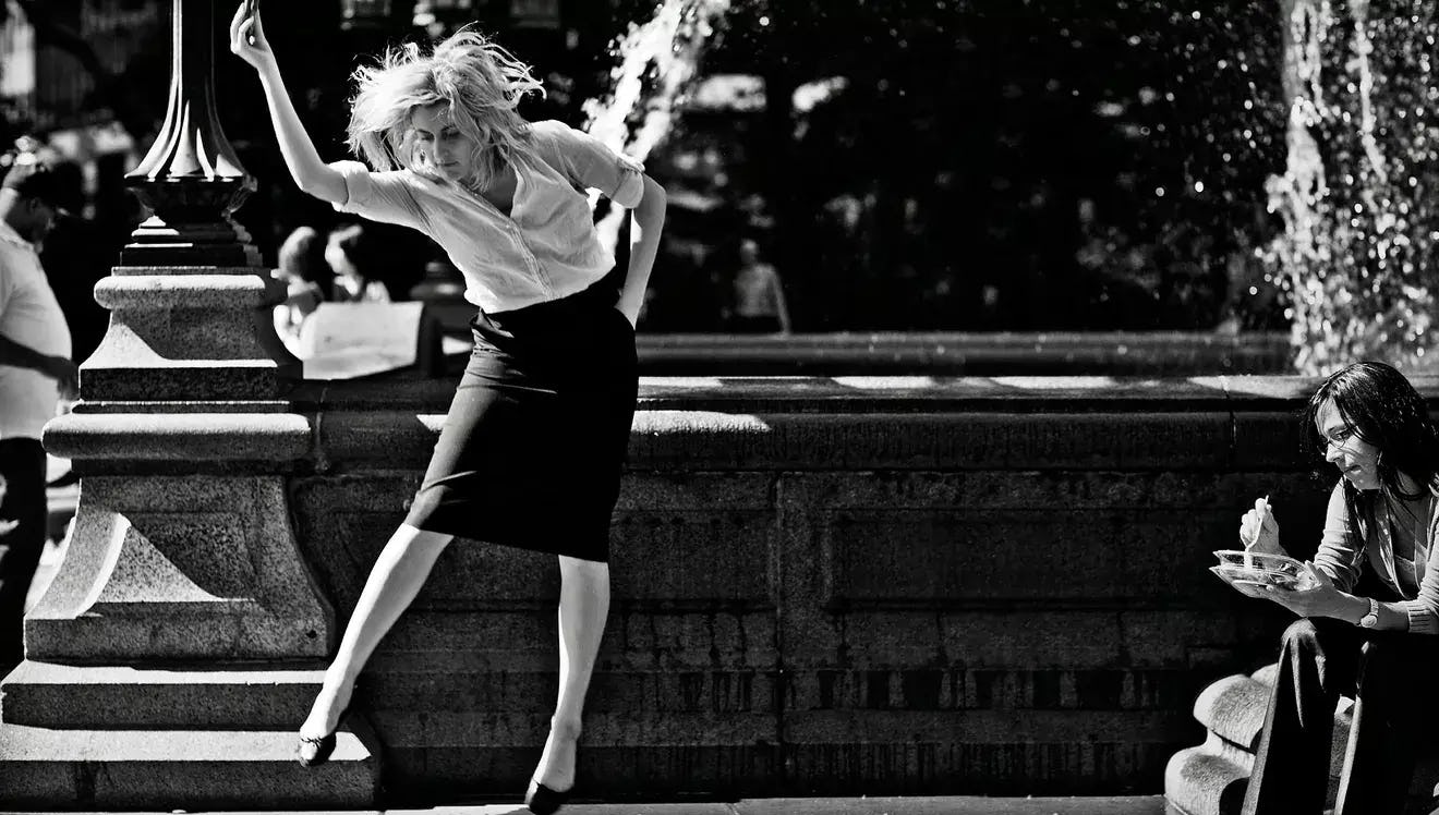 A still from Frances Ha, Greta Gerwig dancing 
