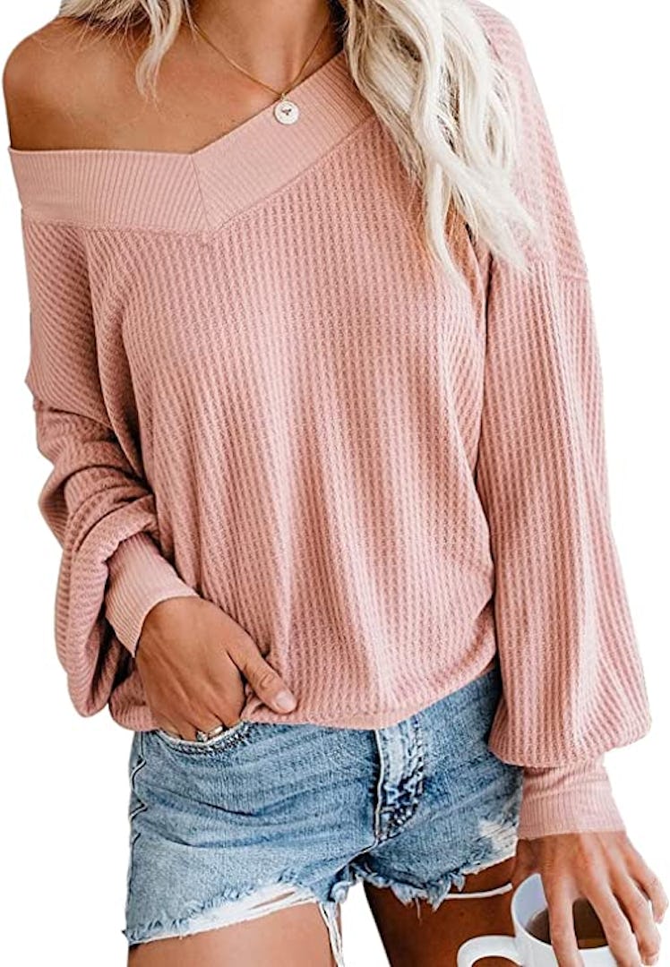 Adreamly Long Sleeve Waffle Knit Top