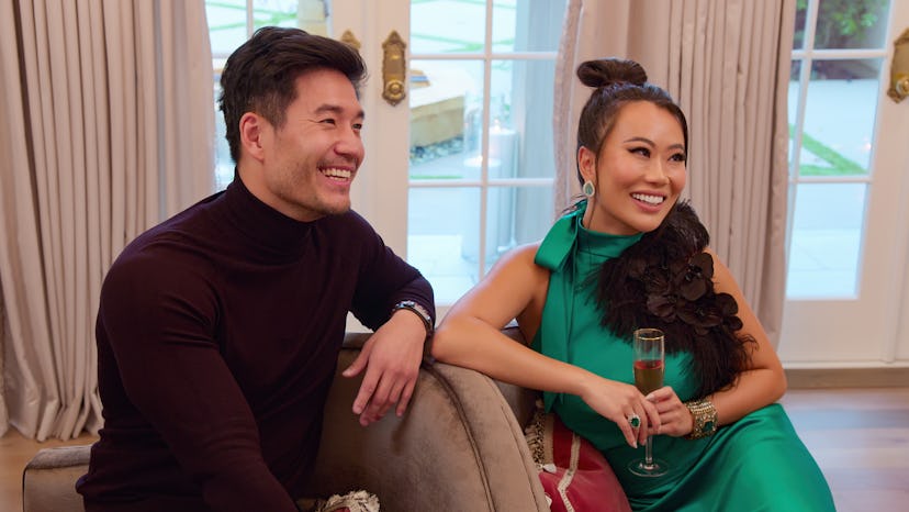 Kevin Kreider and Kelly Mi Li sit together in ‘Bling Empire’ Season 3.