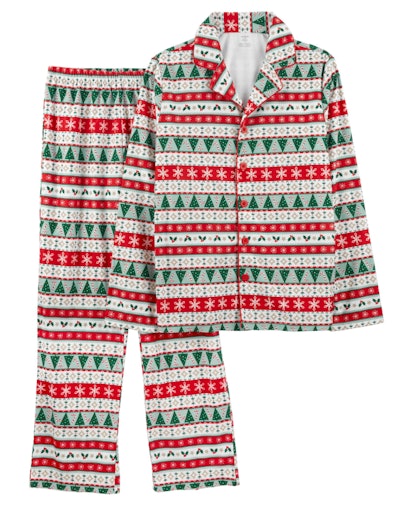 These 2-Piece Adult Christmas Coat-Style PJs are some of the best holiday pajamas.