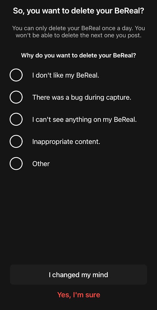 How to delete a BeReal when you want a do-over.