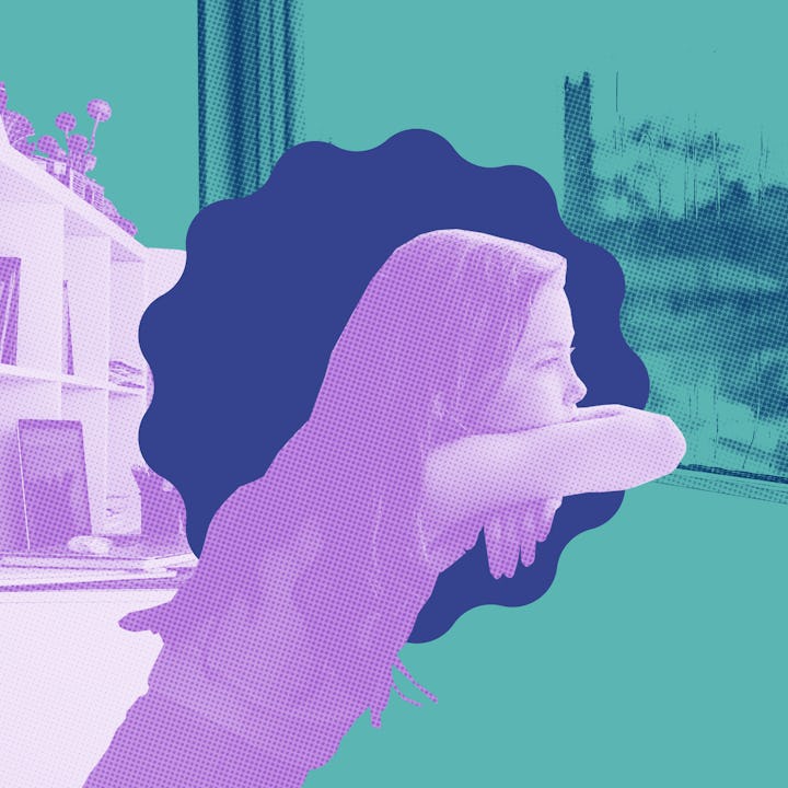 Teenage girl looking away distantly