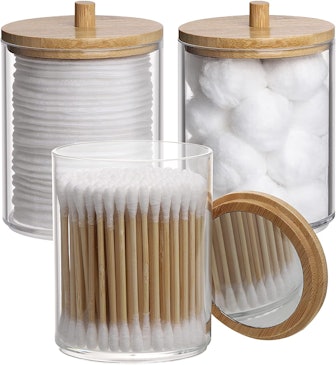 Tbestmax 10-Ounce Apothecary Jars with Bamboo Lids (3-Pack)