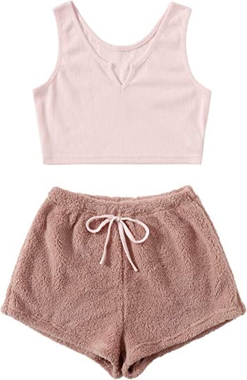 Verdusa Tank Top &amp; Teddy Shorts Lounge PJ Set