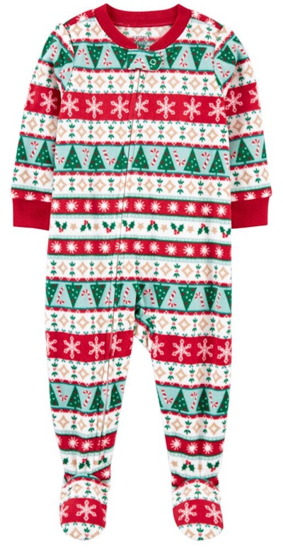 These 1-Piece Christmas Fleece Footie PJs are some of the best holiday pajamas.