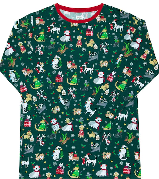 This  Holiday Hounds Men's Pajama Top is one of the best holiday pajamas for men.