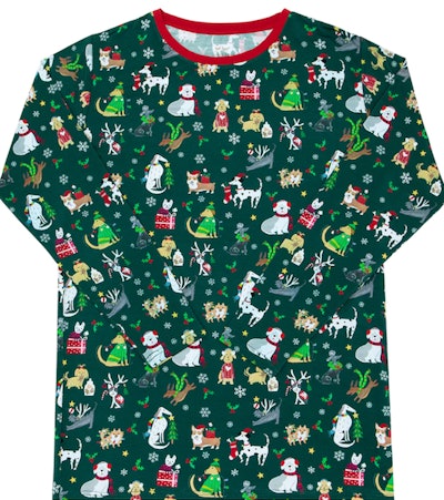 This  Holiday Hounds Men's Pajama Top is one of the best holiday pajamas for men.