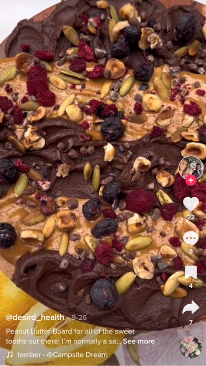 Peanut butter boards on TikTok include this chocolate peanut butter board. 