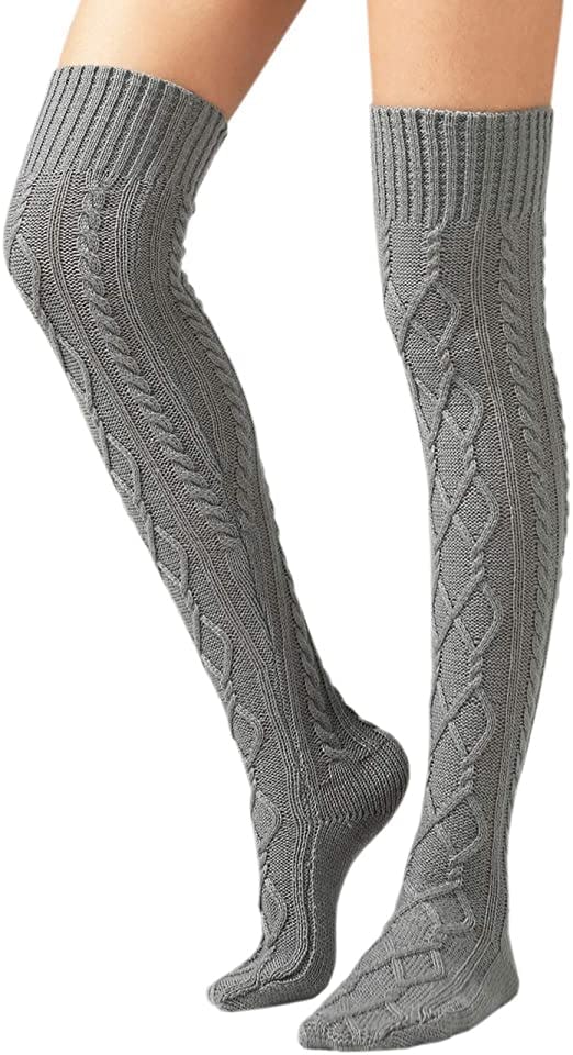 SherryDC Cable Knit Thigh High Boot Socks