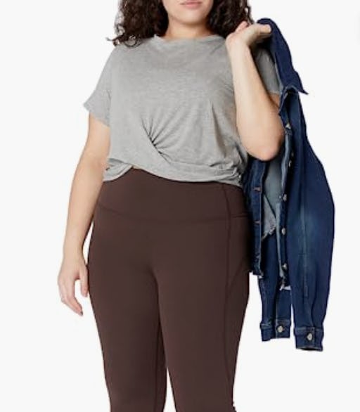 Core 10 Soft Pima Cotton Knot Front Cropped Yoga T-Shirt