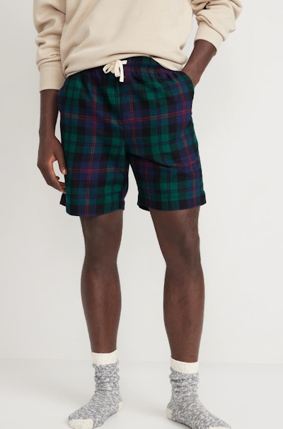 Matching Printed Flannel Pajama Shorts for Men are some of the best holiday pajamas.