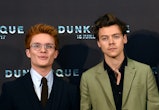 Tom Glynn-Carney and Harry Styles at the 'Dunkirk' premiere in France in 2017