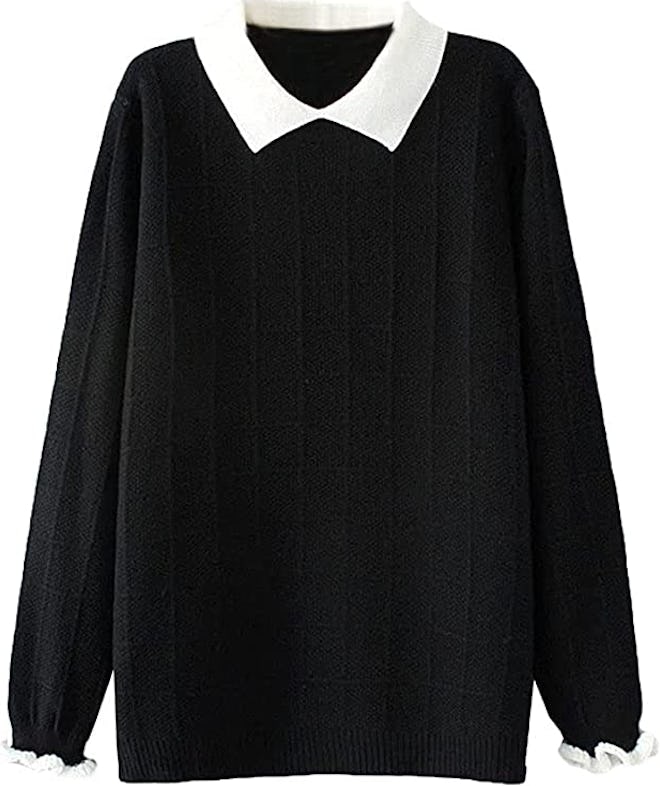 Minibee Women's Collar Knitted Sweatshirt