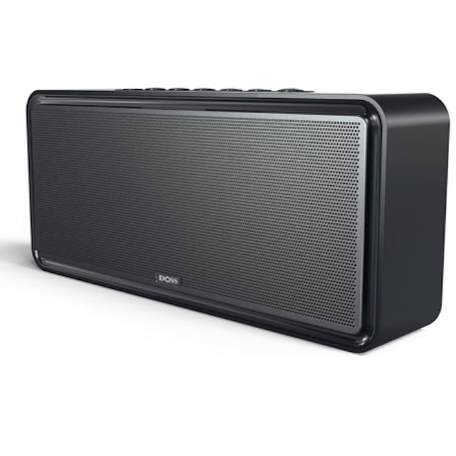 This Bluetooth speaker for an Echo Dot features a subwoofer for deeper bass.