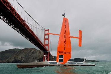 An image of Saildrone's larger boat, the Surveyor.
