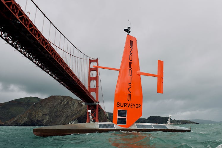 An image of Saildrone's larger boat, the Surveyor.