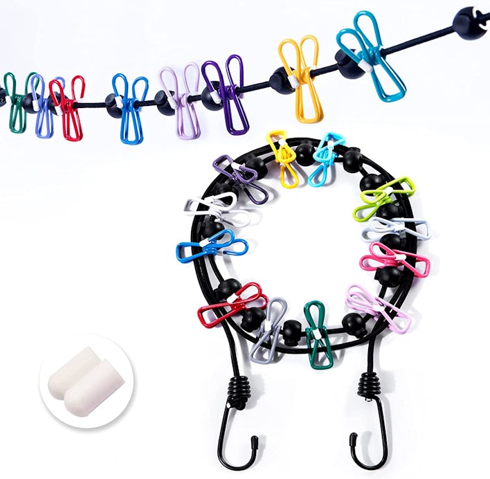 Ulfsaar Portable Clothesline with 12 Colorful Clothespins