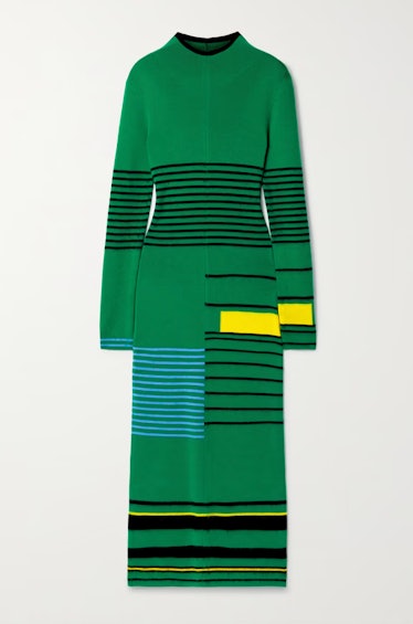 Varvara Striped Merino Wool Midi Dress