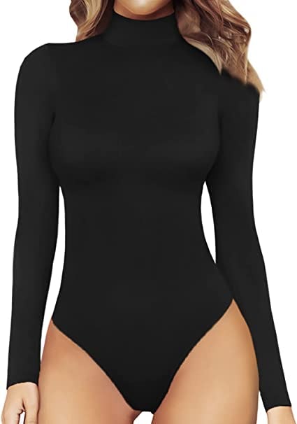 MANGOPOP Mock Neck Long Sleeve Bodysuit