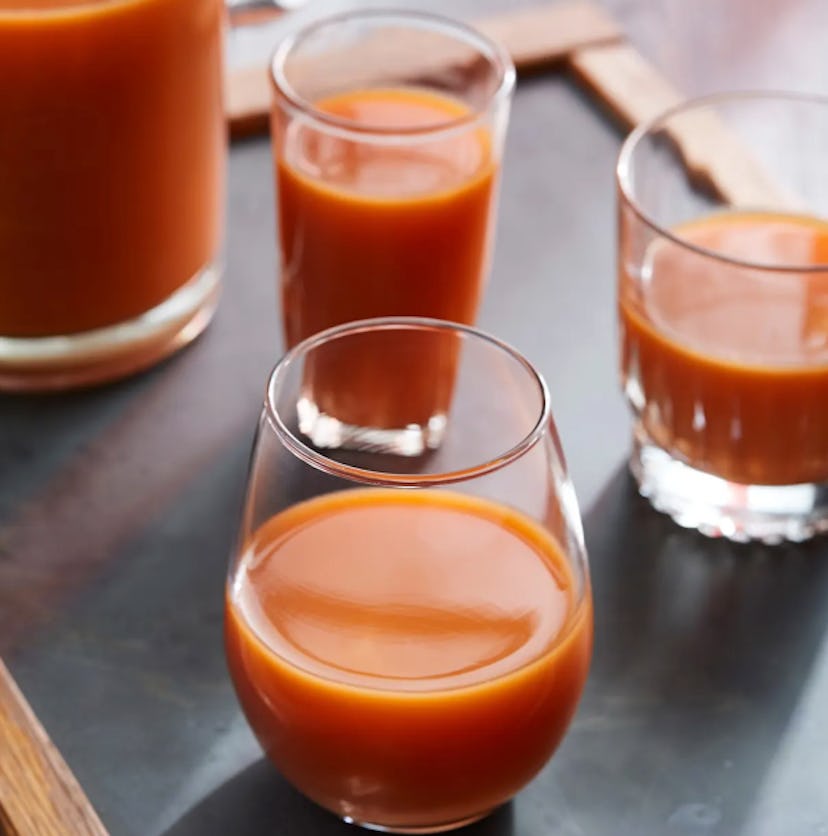 A carrot ginger elixir is a non-alcoholic drink for halloween parties.