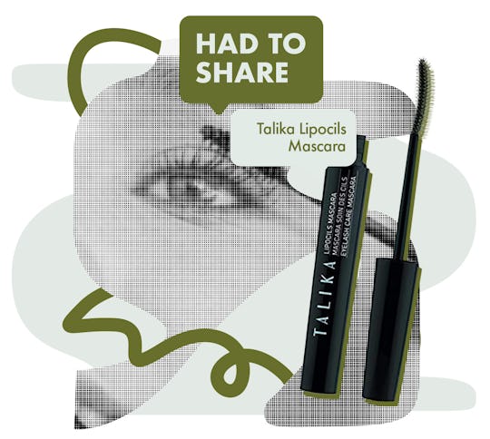 Had to share logo in front of a woman doing her mascara and mascara products