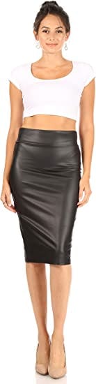 Simlu Faux Leather Pencil Skirt