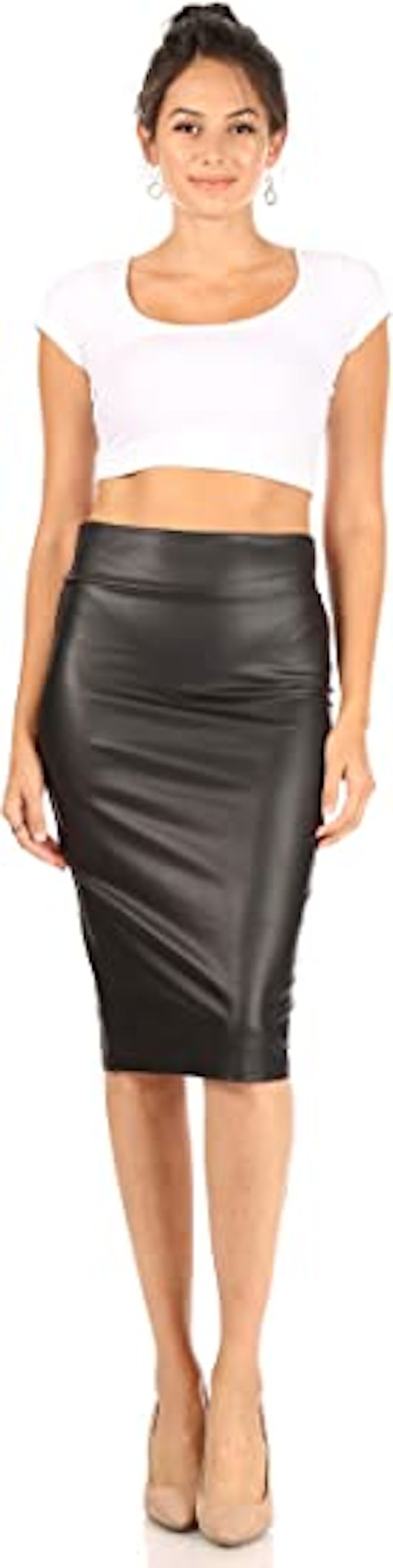 Simlu Faux Leather Pencil Skirt