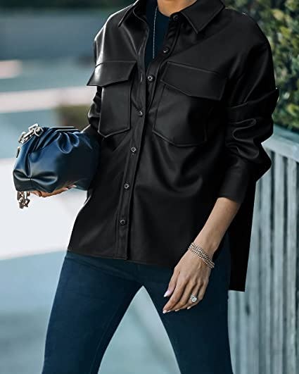 FERNGIRL Faux PU Leather Shacket