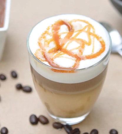 A caramel macchiato is a coffee shop favorite you can make at home. 
