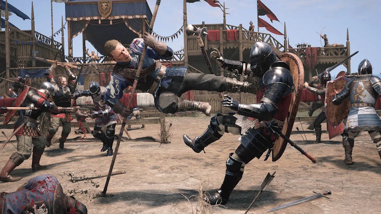 A screenshot from the video game 'Chivalry 2' during a battle