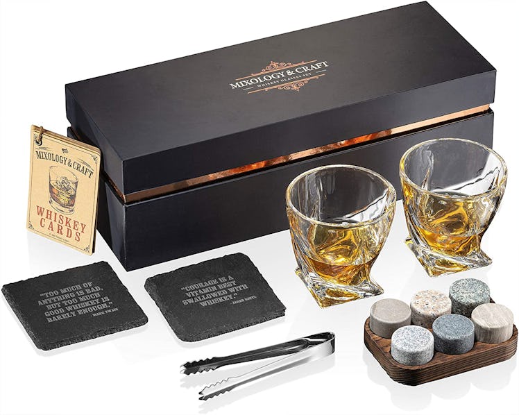 Mixology & Craft Whiskey Glass and Stones Set