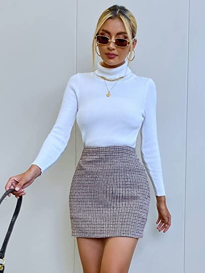 Floerns Plaid High Waist Mini Skirt