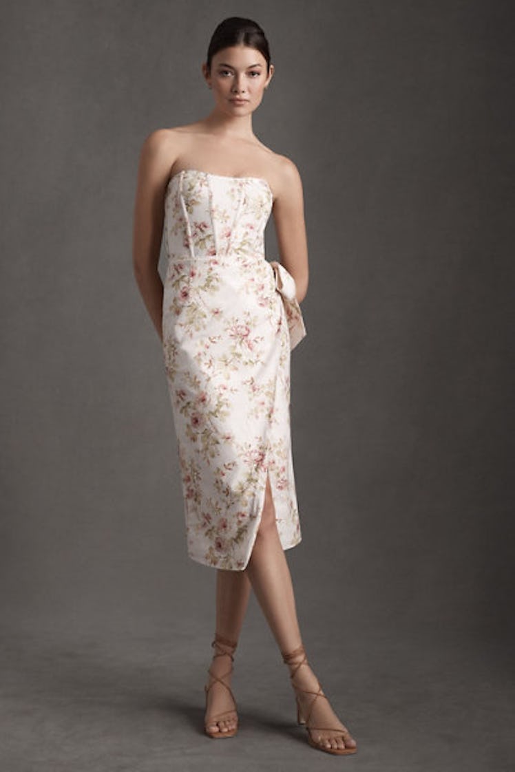 V. Chapman strapless floral midi dress