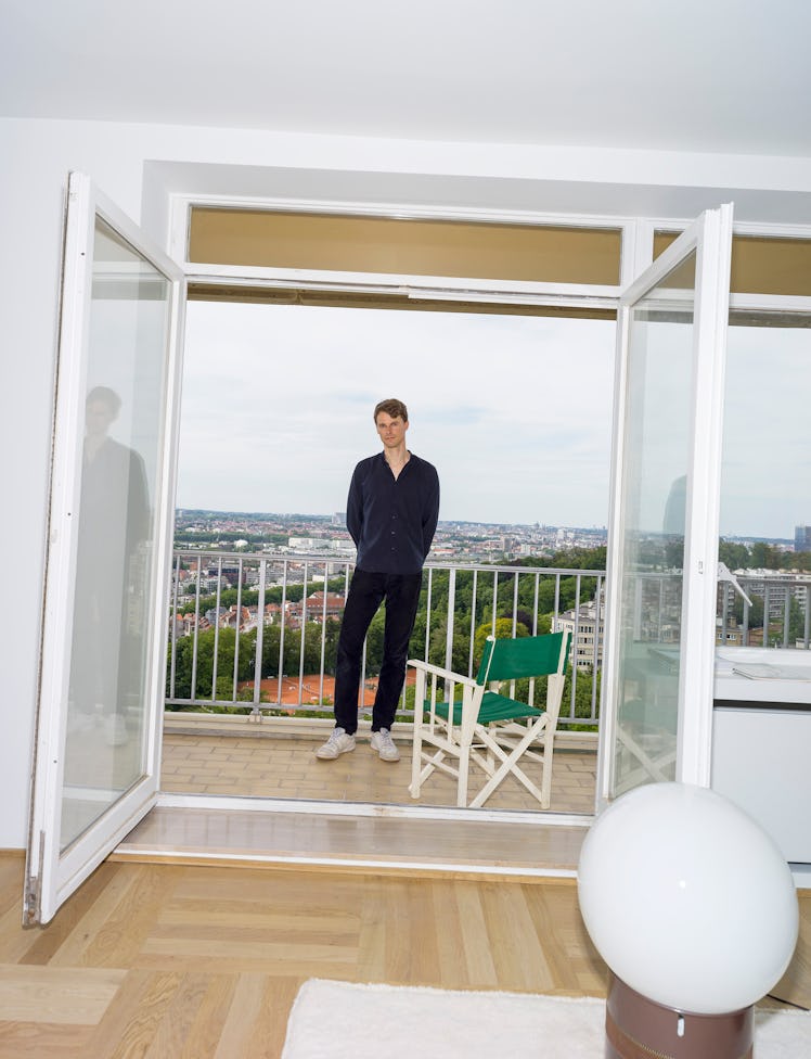 Bernard Dubois on the terrace of his Brussels apartment. 