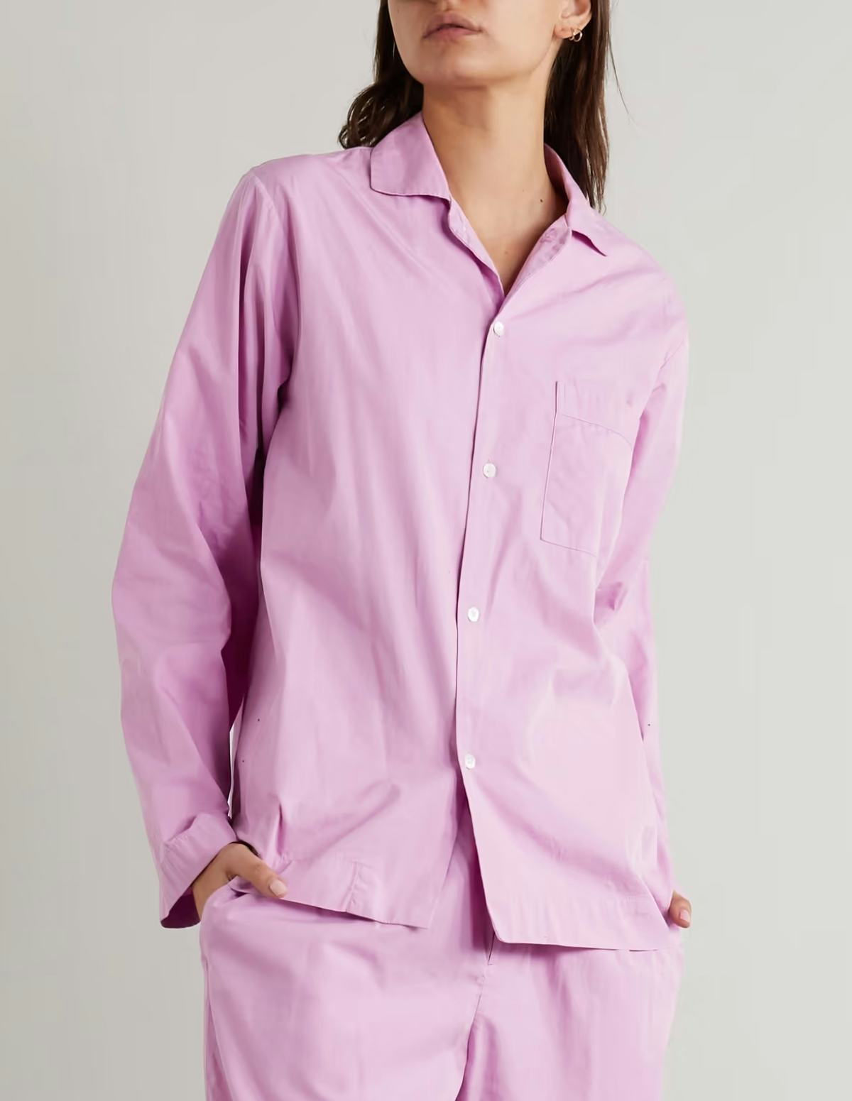 Tekla Organic Cotton-Poplin Pajama Shirt