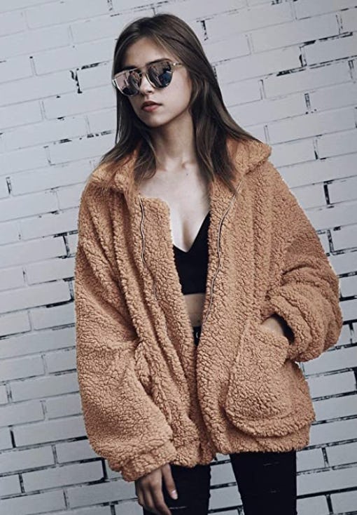 PRETTYGARDEN Long Sleeve Lapel Teddy Coat