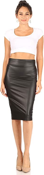 Simlu Faux Leather Pencil Skirt