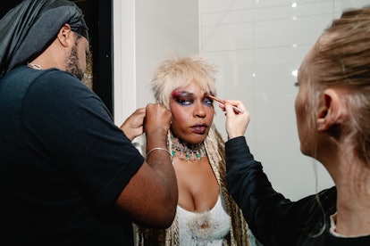 Sudan Archives getting her makeup done