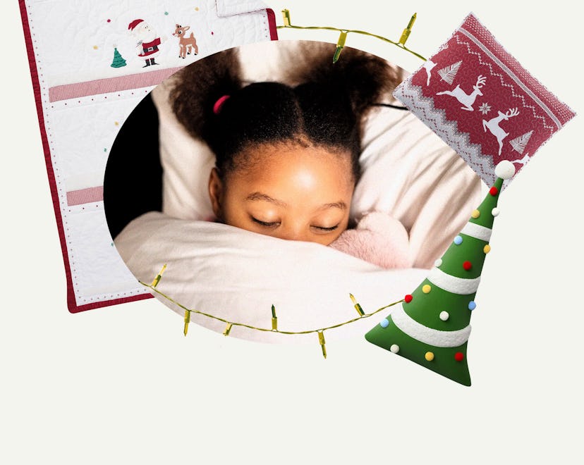 Child dreaming of christmas bedding