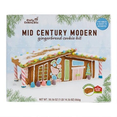 Woodland Mid Century Modern Gingerbread House Kit for holiday glam party