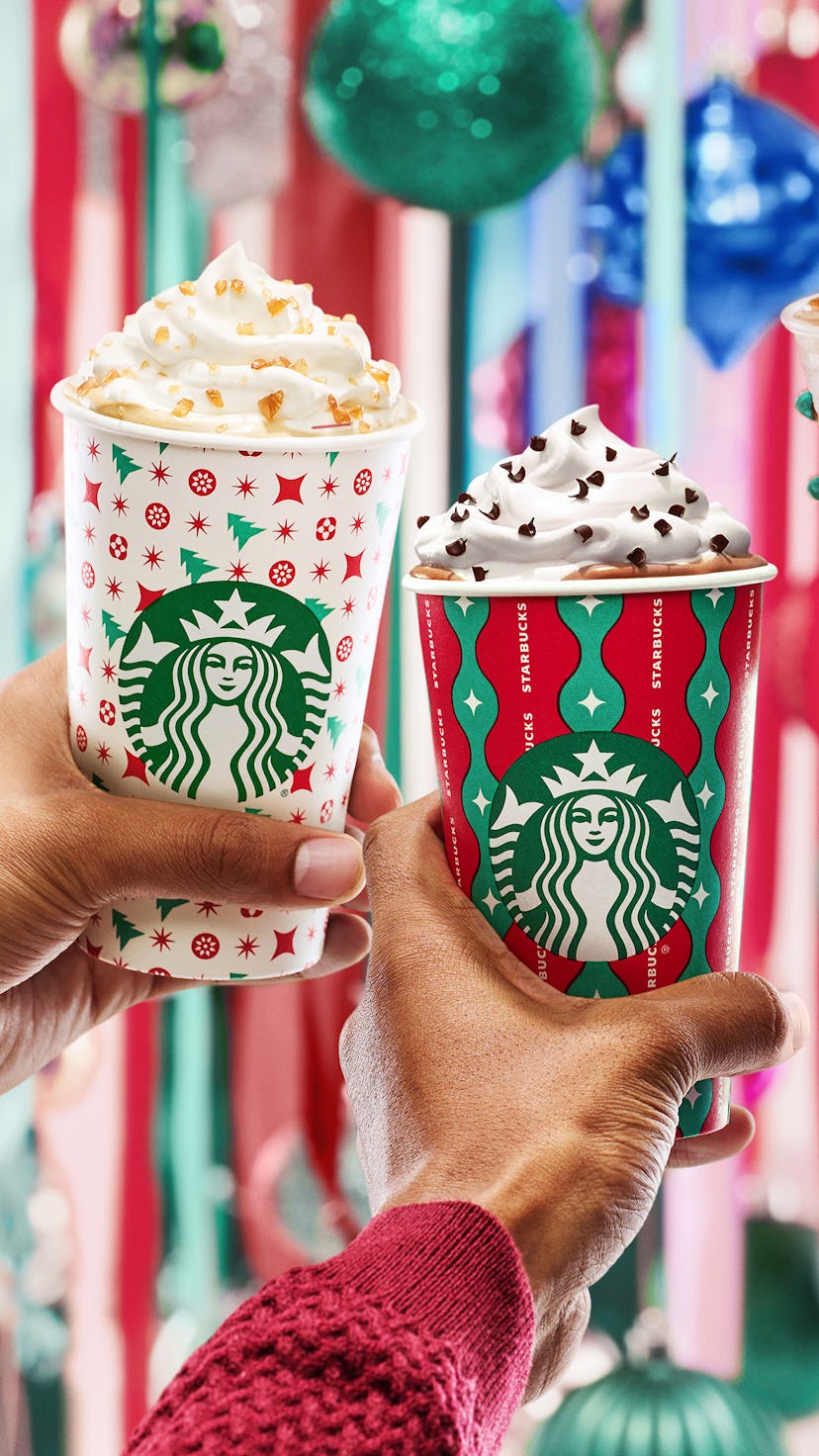 The 2022 Starbucks holiday drink lineup includes classic favorites like Peppermint Mocha latte and I...