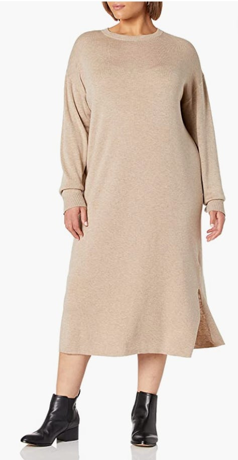 The Drop Suki Rib Midi V-Back Sweater Dress