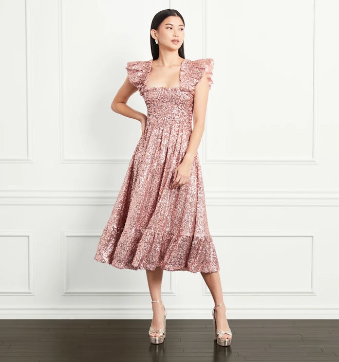 hillhouse home Sequin Nap Dress for glam holiday party outfit idea